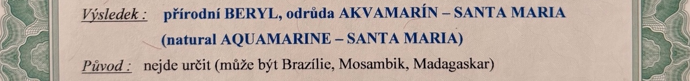 odborný posudek pro prsten s akvamarínem santa maria